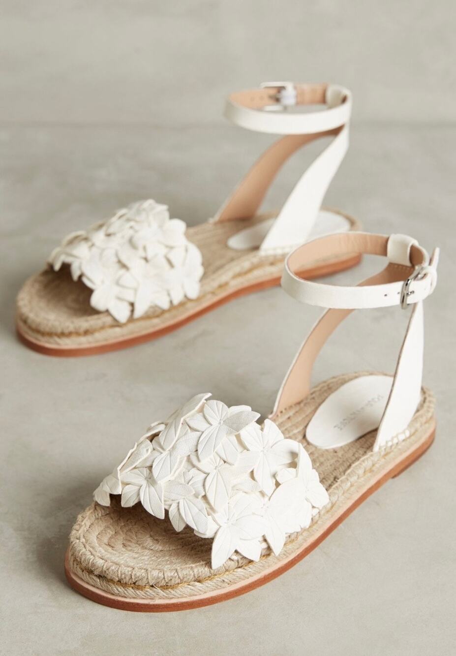 Anthropologie Pour La Victoire Hyacinth Espadrille Sandals White Leather size 7